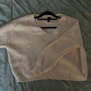 Cream v neck sweater
